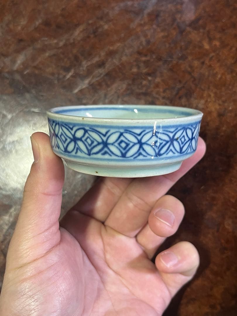 清朝　染付　景徳鎮　新渡　古染付　染め付け　民芸　民藝　骨董　桃　唐草　七宝