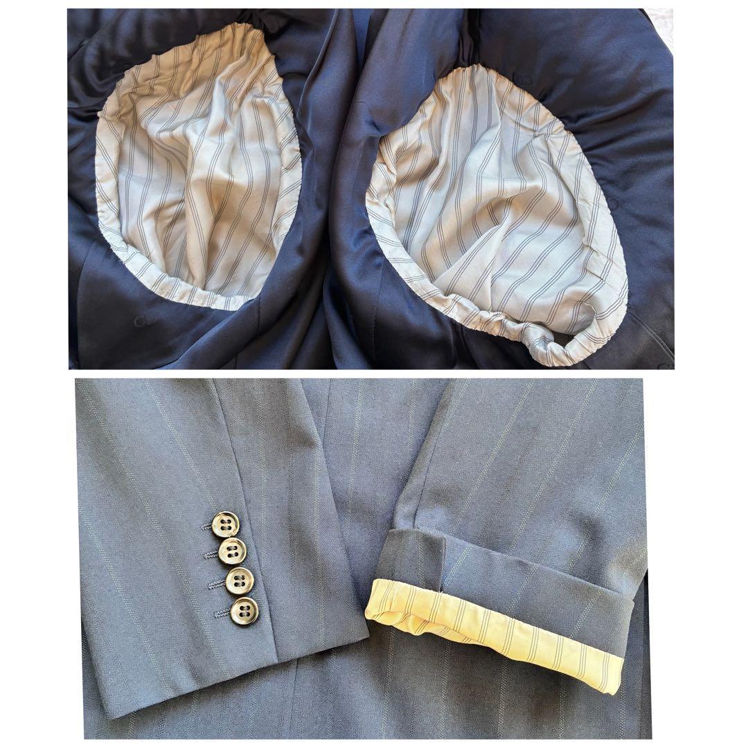 クリスチャンディオール　プレステージ　セットアップ　ダブル　紺　ストライプ