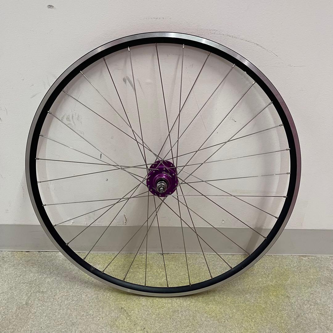 グランコンペ廃盤カラーハブ　手組みピストホイール(後輪) 片側ネジ山不良700C