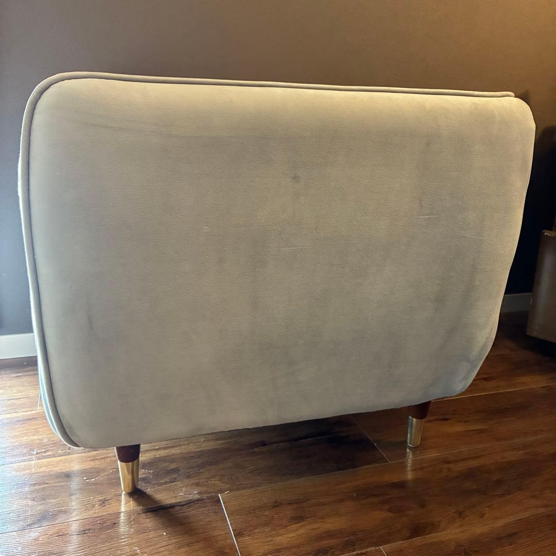 LOWYA ロウヤ 1人掛けソファ ベルベット調 グレー