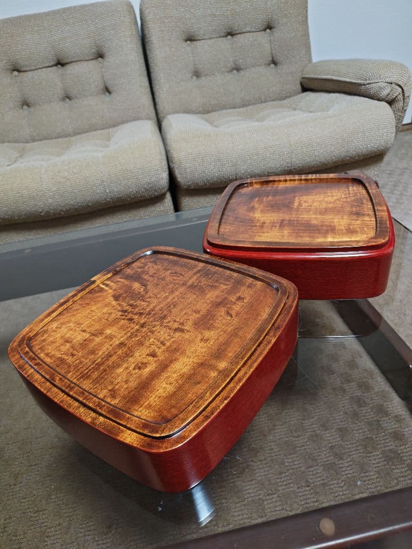 【香川漆器】8寸(24cm)四段角重(後藤塗、天然木くりぬき)