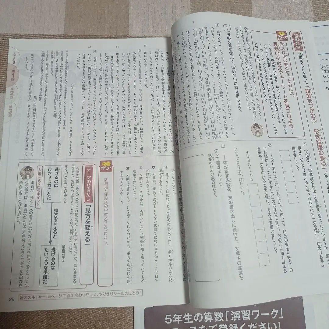 中学入試 授業テキスト・演習ワーク・答えの本　進研ゼミ４年12号セット