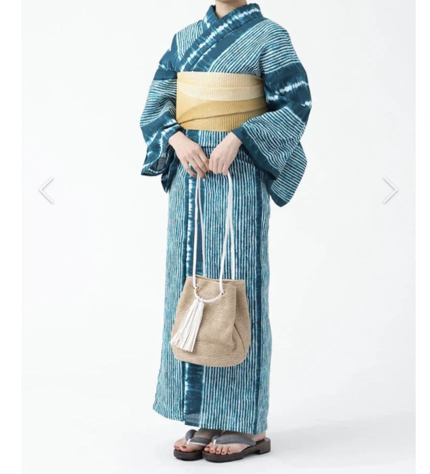 【ラスト１枚】　ノーアイロン　洗える浴衣　ポリエステル　有松鳴海絞り調　グリーン