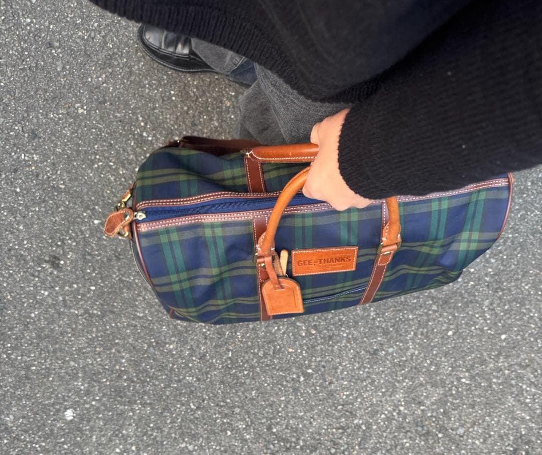 Vintage チェック　ボストンバッグ