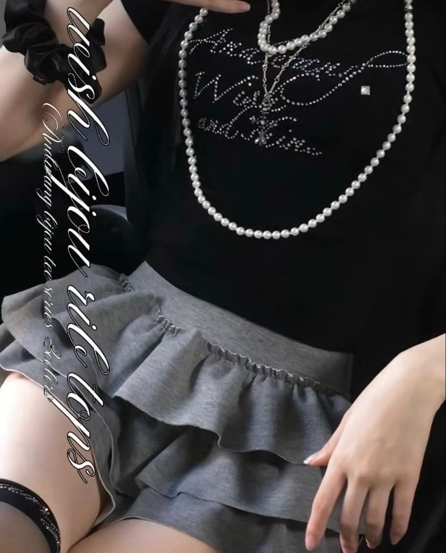 スカート ANDWANG kirakira frill culotte miniskirt