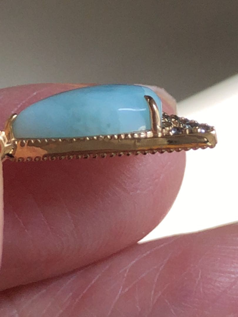 新品同様♡アガット K10 ラリマー.ダイヤモンド.チャーム　定価35200円