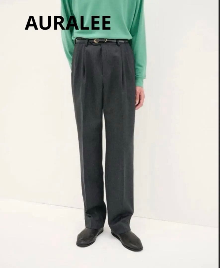 パンツ AURALEE BLUEFACED WOOL STRIPE SLACKS