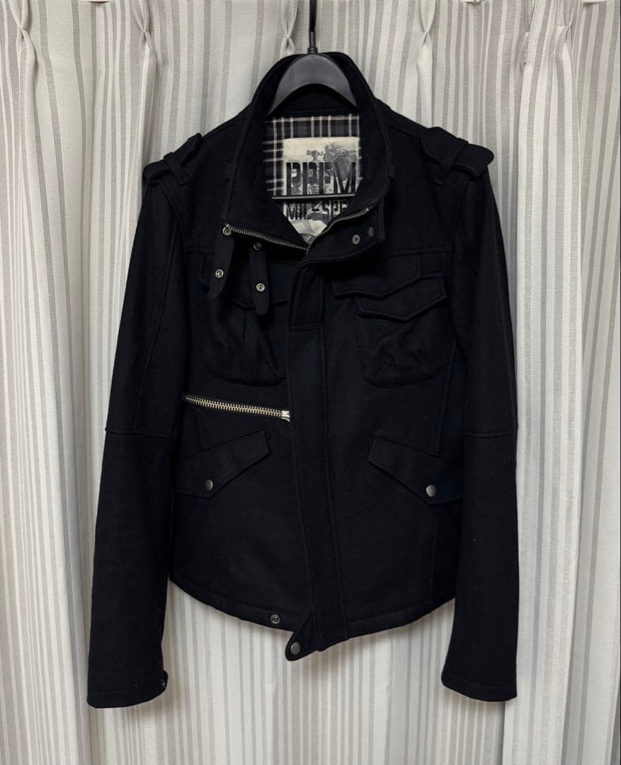 PPFMミリタリー ウール ジャケット ブラック ギミック y2k M