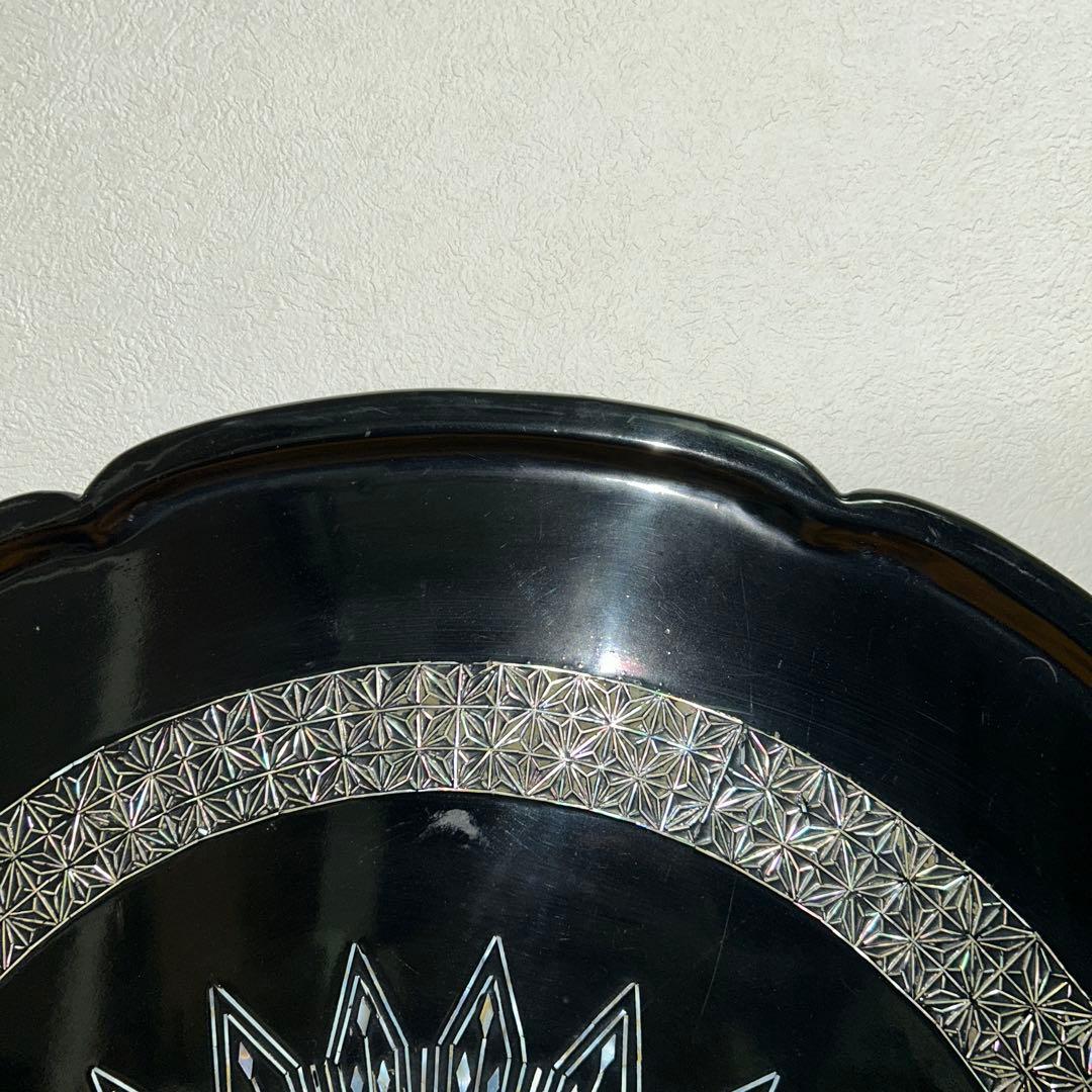 螺鈿　塗り　円卓　折りたたみ　アンティーク