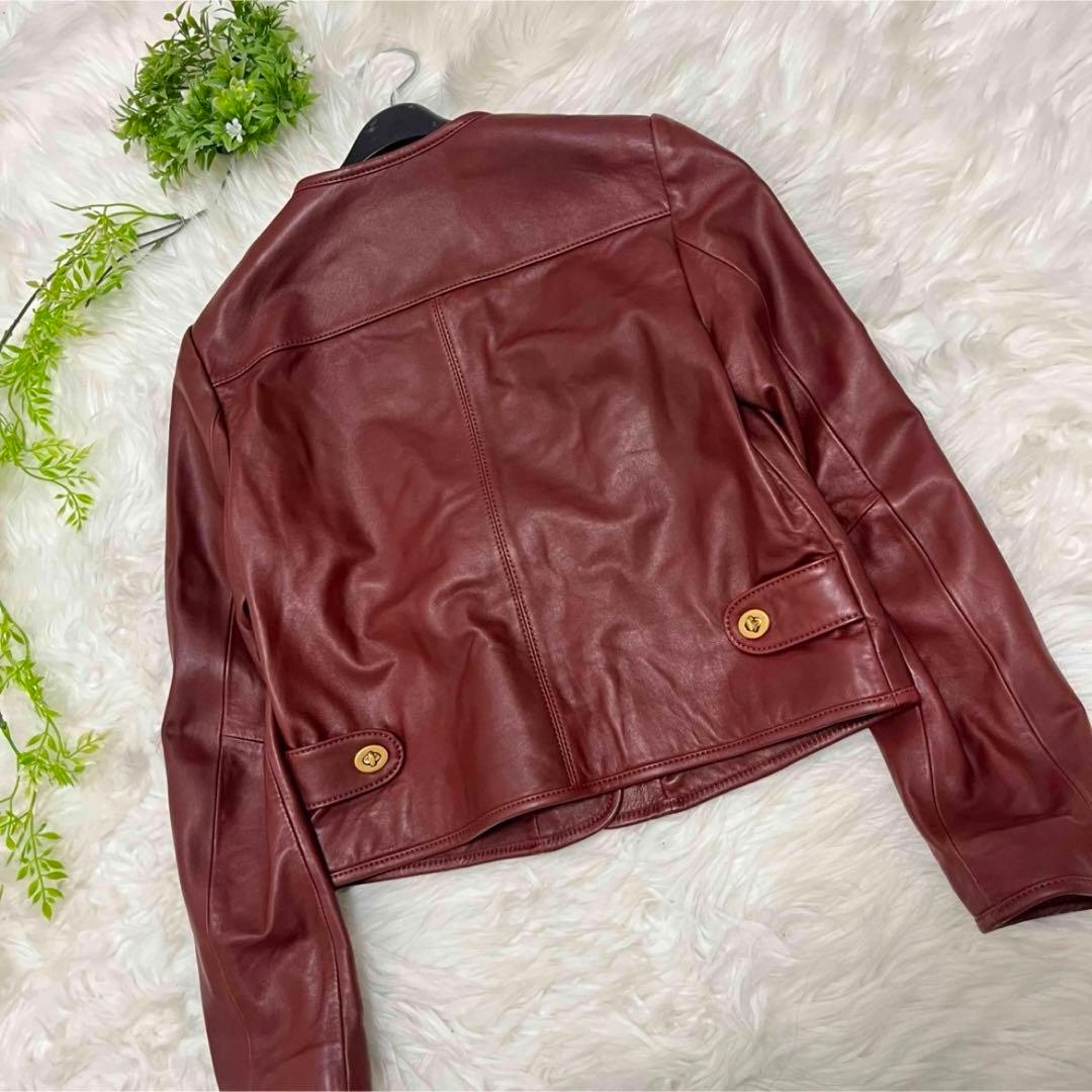 COACH コーチ ノーカラー ラムレザージャケット ライダース ターンロック