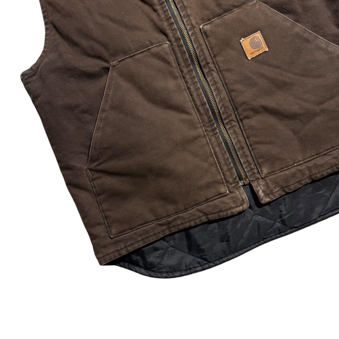カーハート 04年製 USA製 ビンテージ ダークブラウン ダックベスト 古着