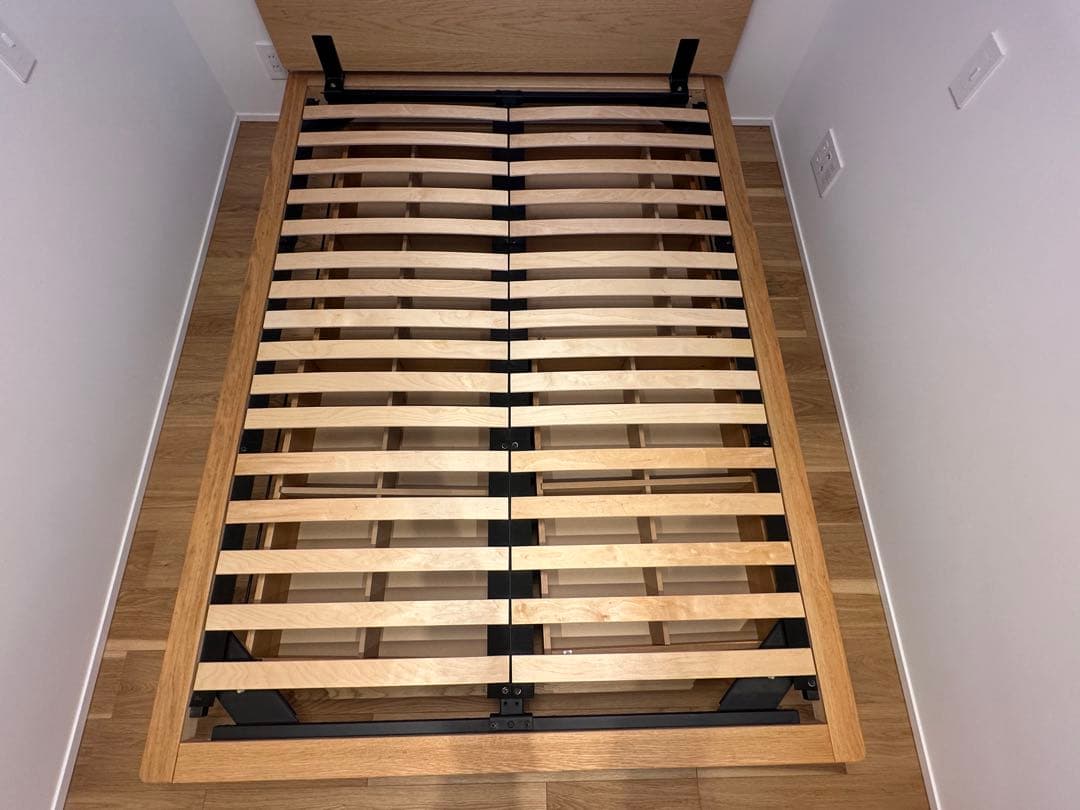 ★おっと★無印良品　ダブルベッドフレーム★収納4個付き　木製オーク