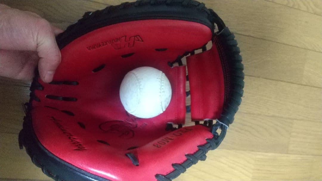 【良品】ハタケヤマ キャッチャーミット PRO-M08 軟式グローブ 赤黒 一般