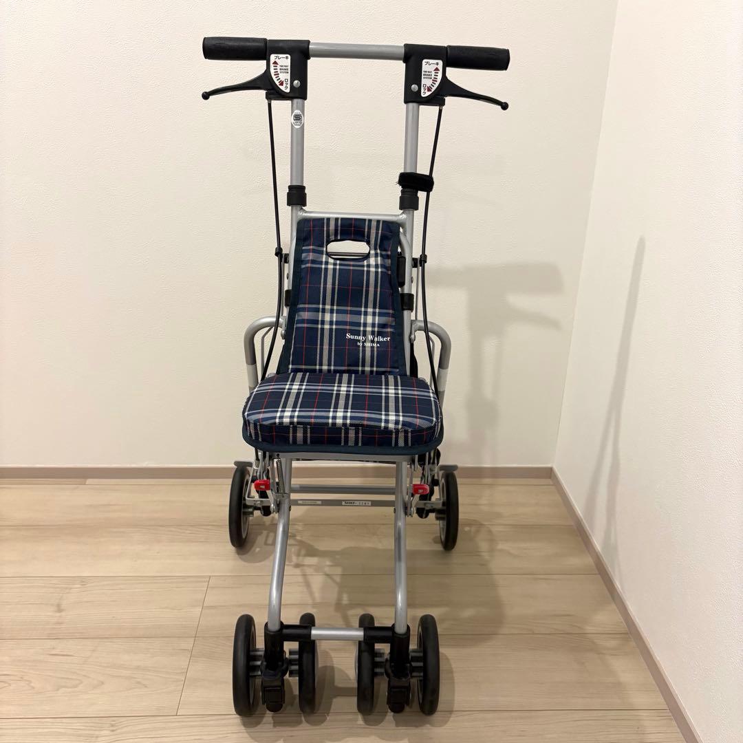 【極美品】島製作所 サニーウォーカー AW-RB シルバーカー 軽量 説明書付き