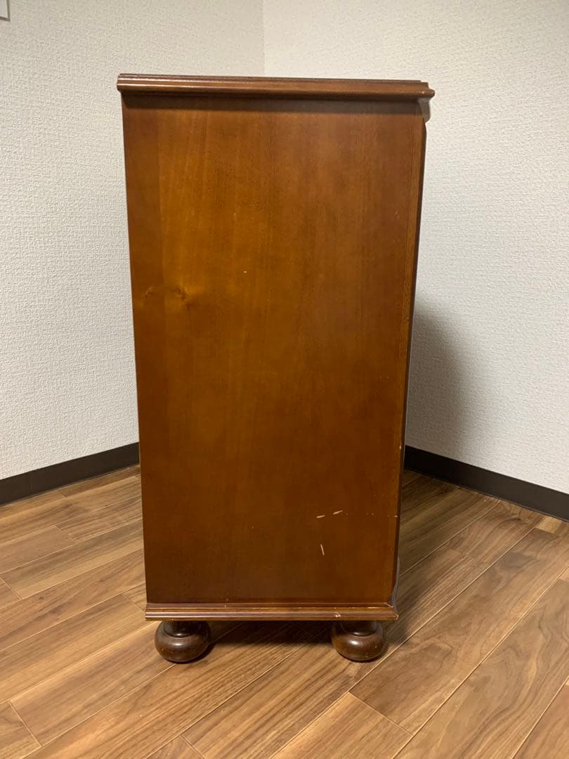 イタリア 4段チェスト 丸脚 象嵌 引き出し アンティーク調　収納　キャビネット