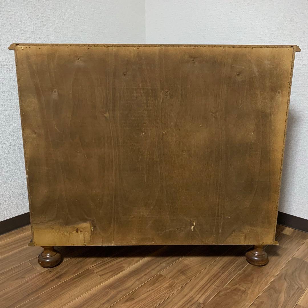 イタリア 4段チェスト 丸脚 象嵌 引き出し アンティーク調　収納　キャビネット