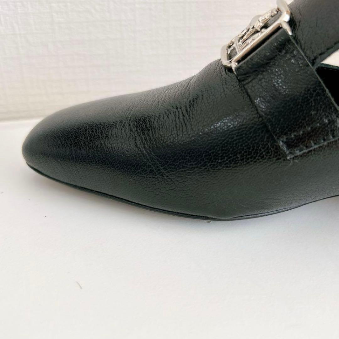 極美品 エルメス ミュール シルバー金具 ブラック レザー