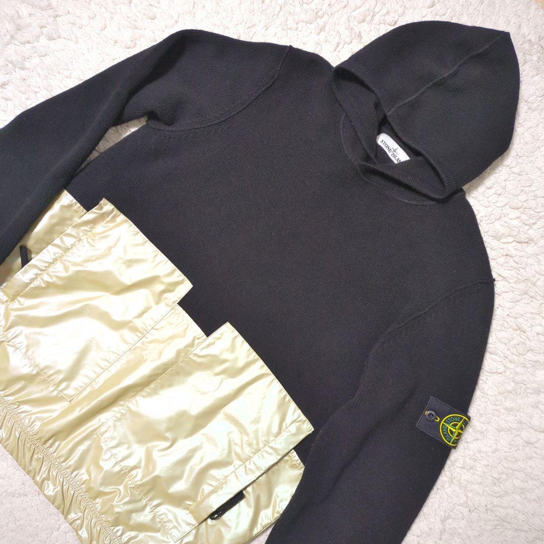 STONE  ラムウール コーティング ニットパーカー ゴールド M