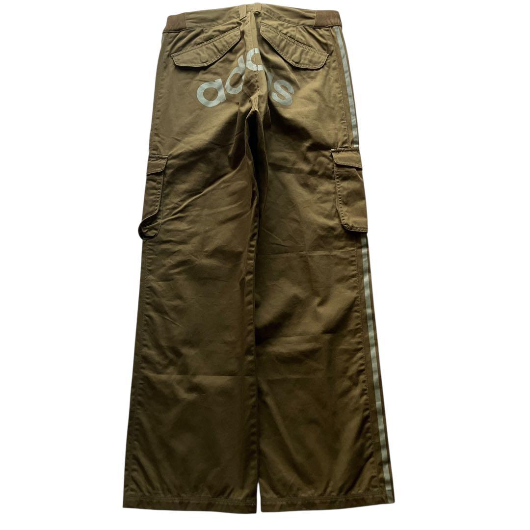 美品00s極太 adidas バギーカーゴパンツ けつロゴビッグプリント緑Y2K