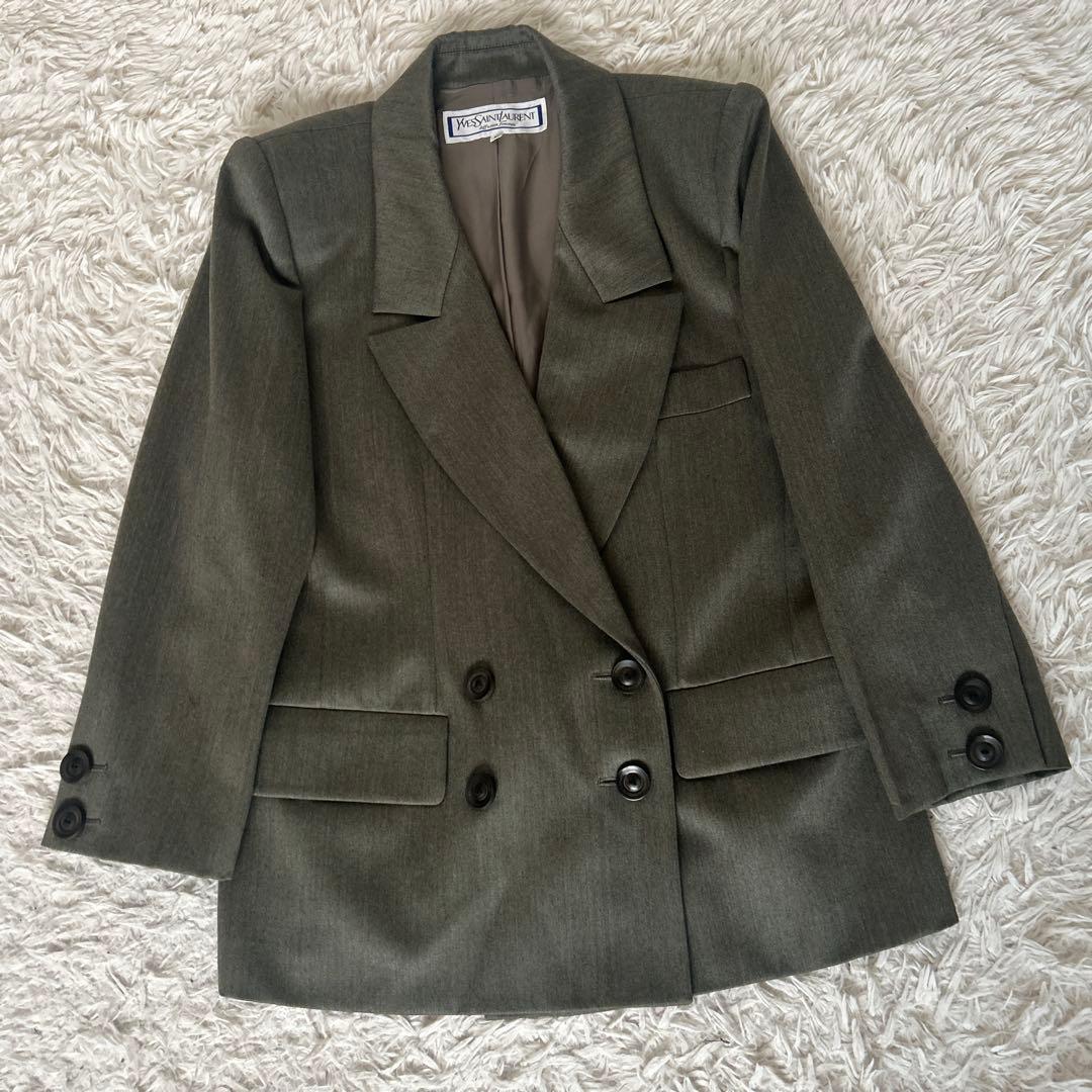 ✨美品✨イヴサンローラン スカートスーツ　ダブル　ウール　セットアップ　M L