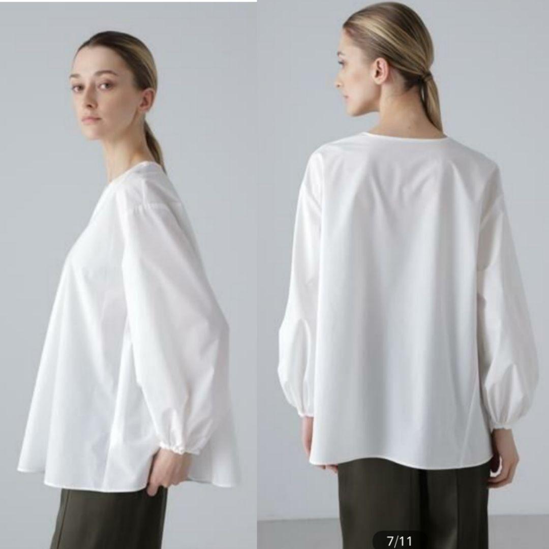 美品●アドーアADORE●ファンクショナルストレッチタックフレアブラウス