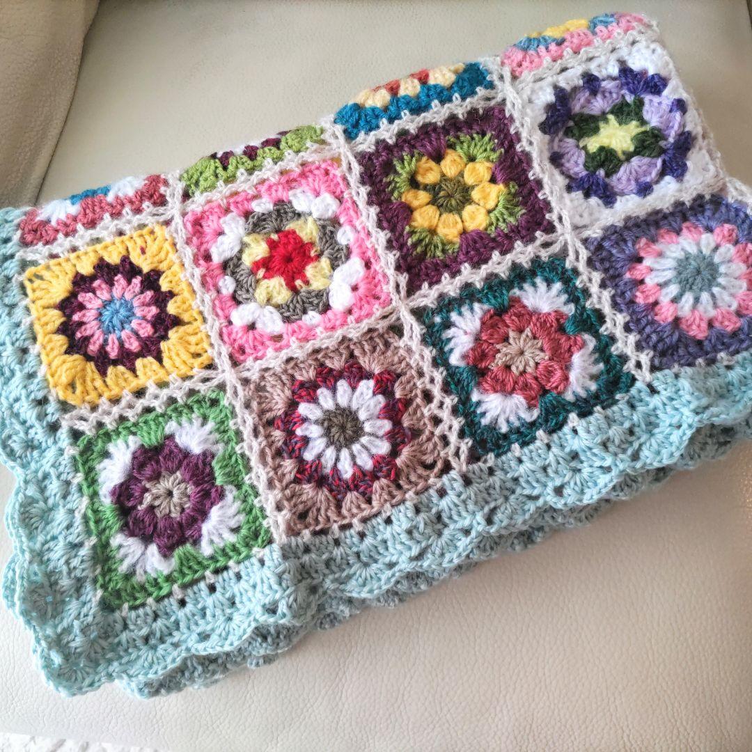 ひとみっちさま専用✩.*˚手編みブランケット★ティファニーブルー