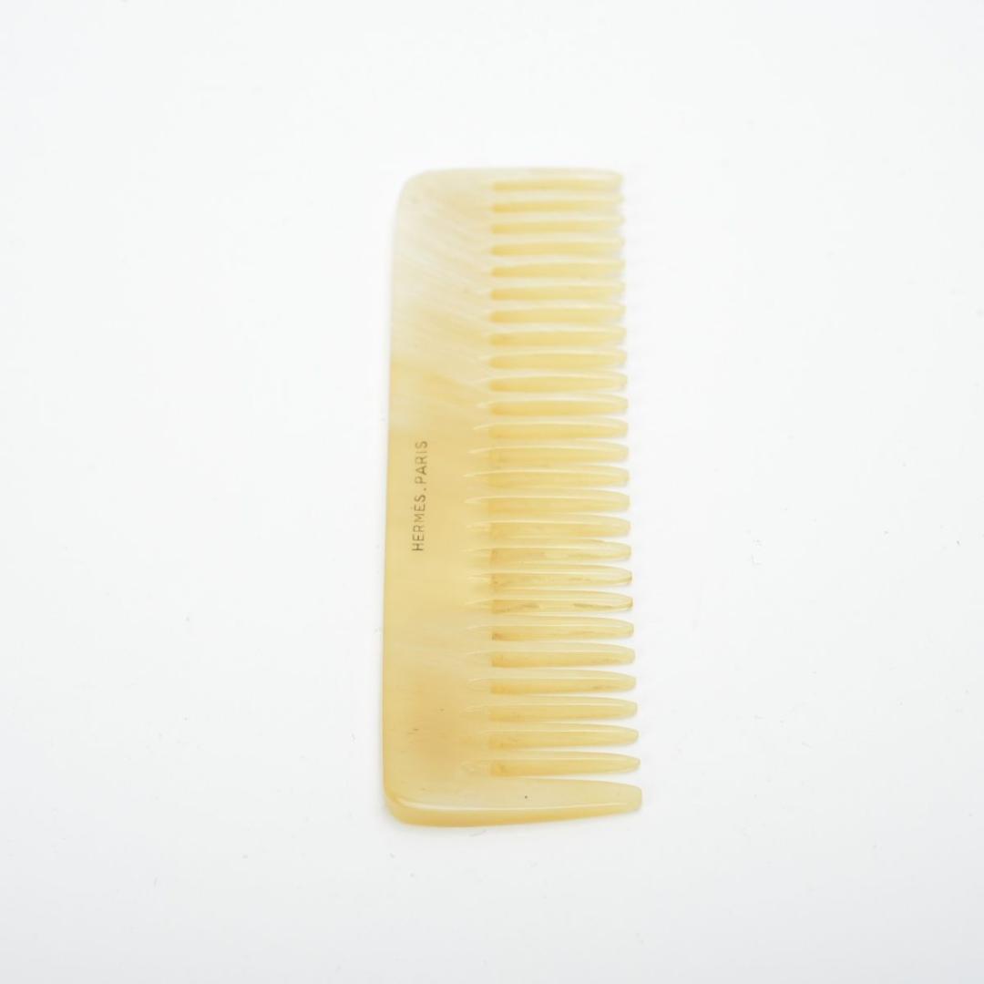 美品 エルメス バッファローホーン コーム レザーケース付き ベージュ 櫛 くし