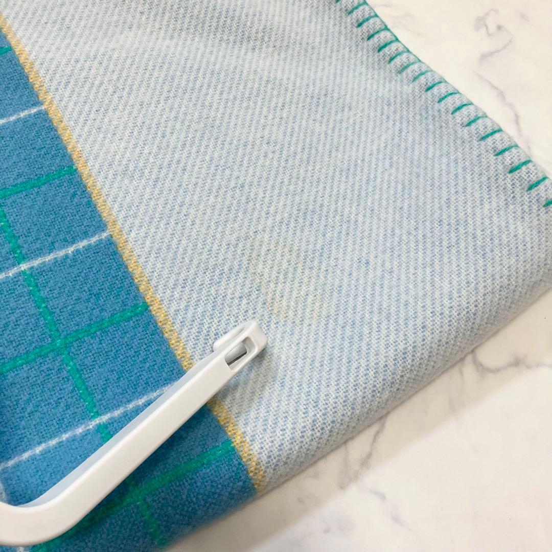 Hermes エルメス✨アヴァロン ブランケット　シルク混　ロゴ　ブルー