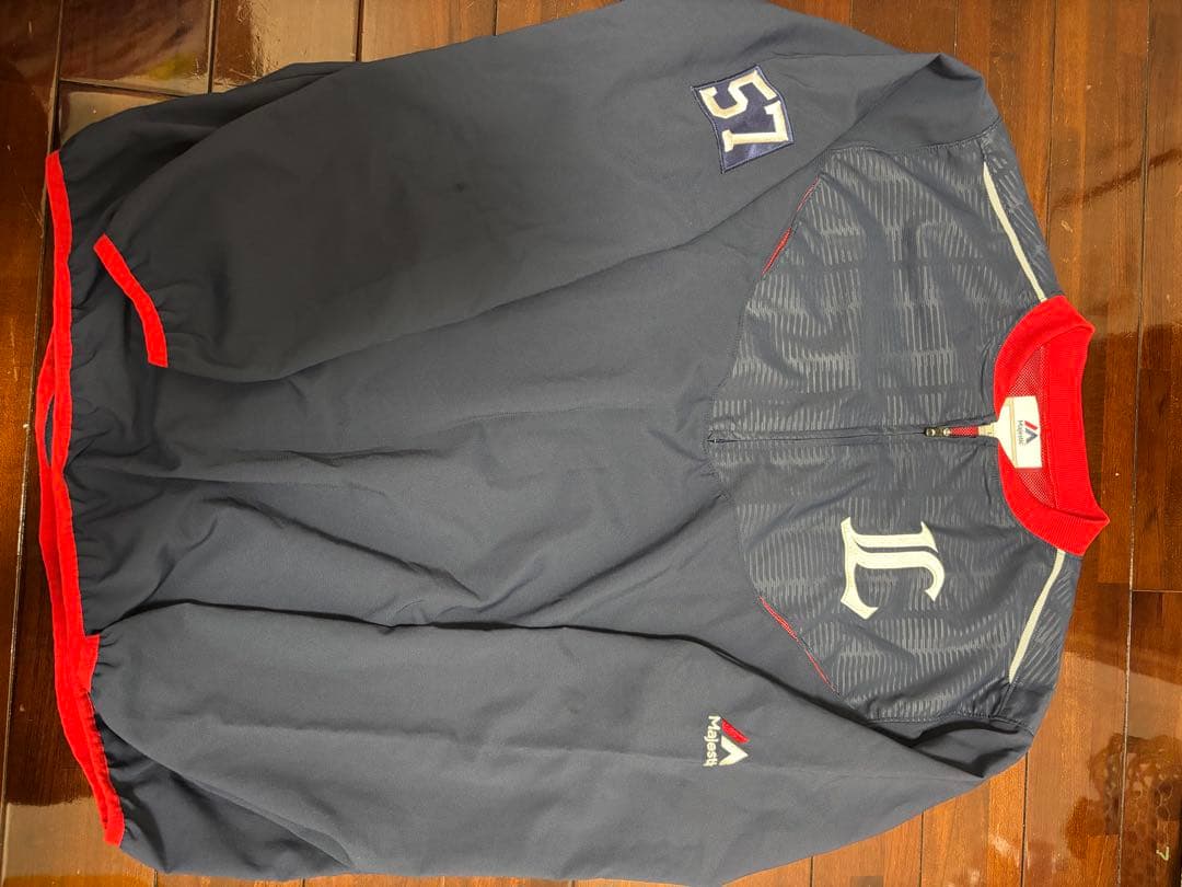 埼玉西武ライオンズ選手着用Majestic ジャケット ネイビー/レッド 57