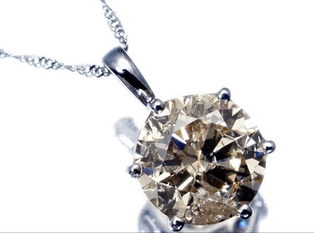 PT999/PT850天然ブラウンダイヤモンド1.30ctネックレス　新品仕上げ