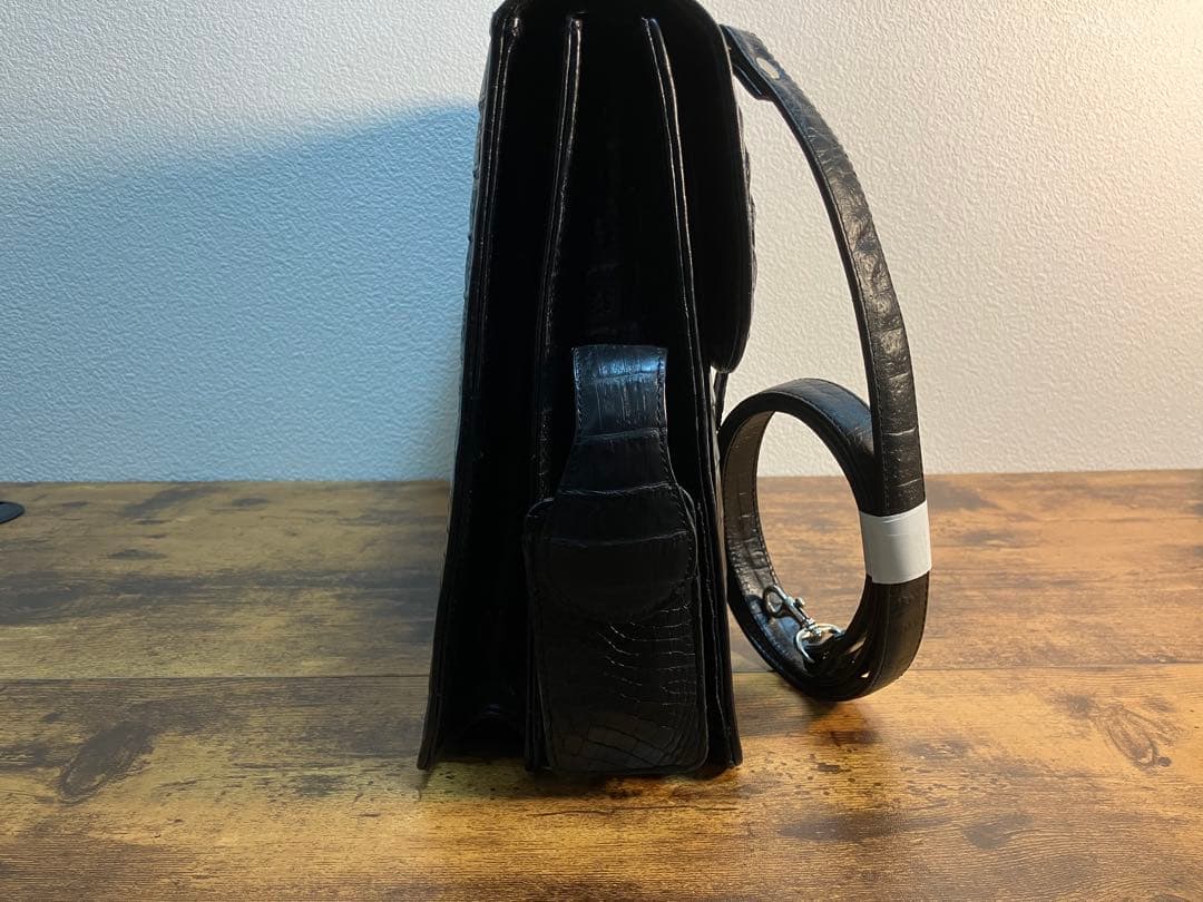 高級 カイマン 美品 ワイド 2way ビジネスバック マットタイプ 本革