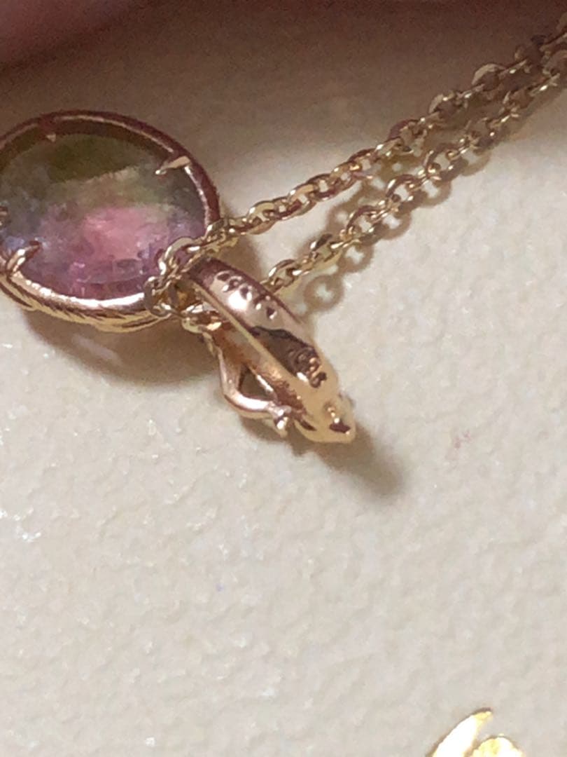 新品♡アガット K10 ダイヤモンド付きバイカラートルマリンチャーム