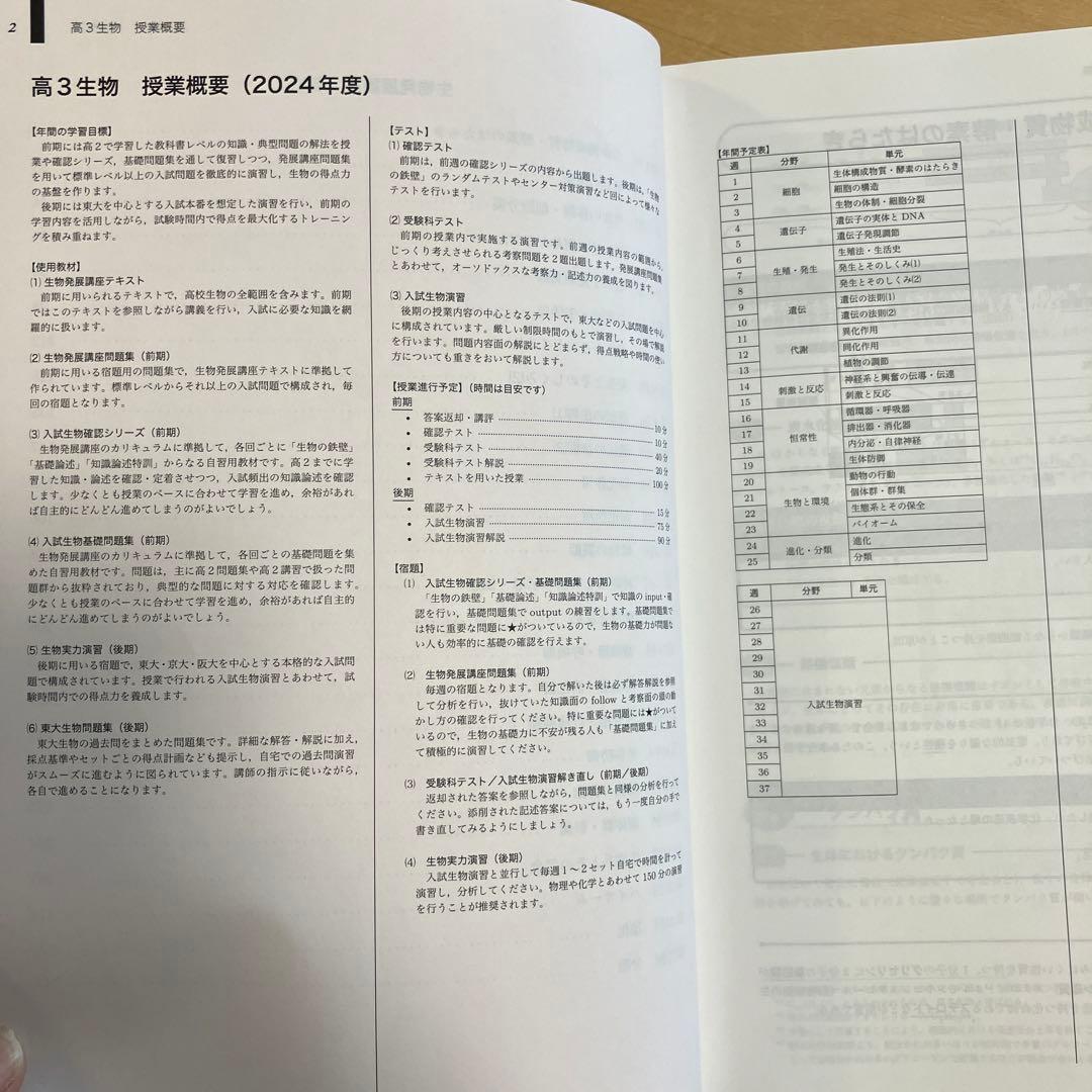 希少 高3 生物発展講座 2024年度