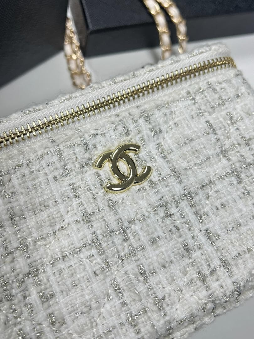 ✨VIP限定 状態良好 メイクアップポーチ ホワイトツイード