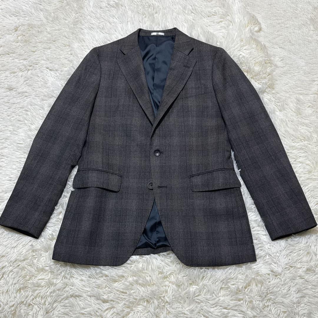 スーツセレクト　スーツ上下　ニュージーランドウール　グレンチェック　A6 濃茶