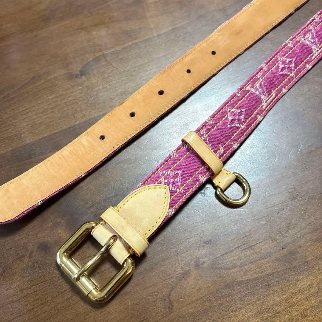 LOUIS VUITTON ルイ ヴィトン モノグラム デニム ベルト ピンク