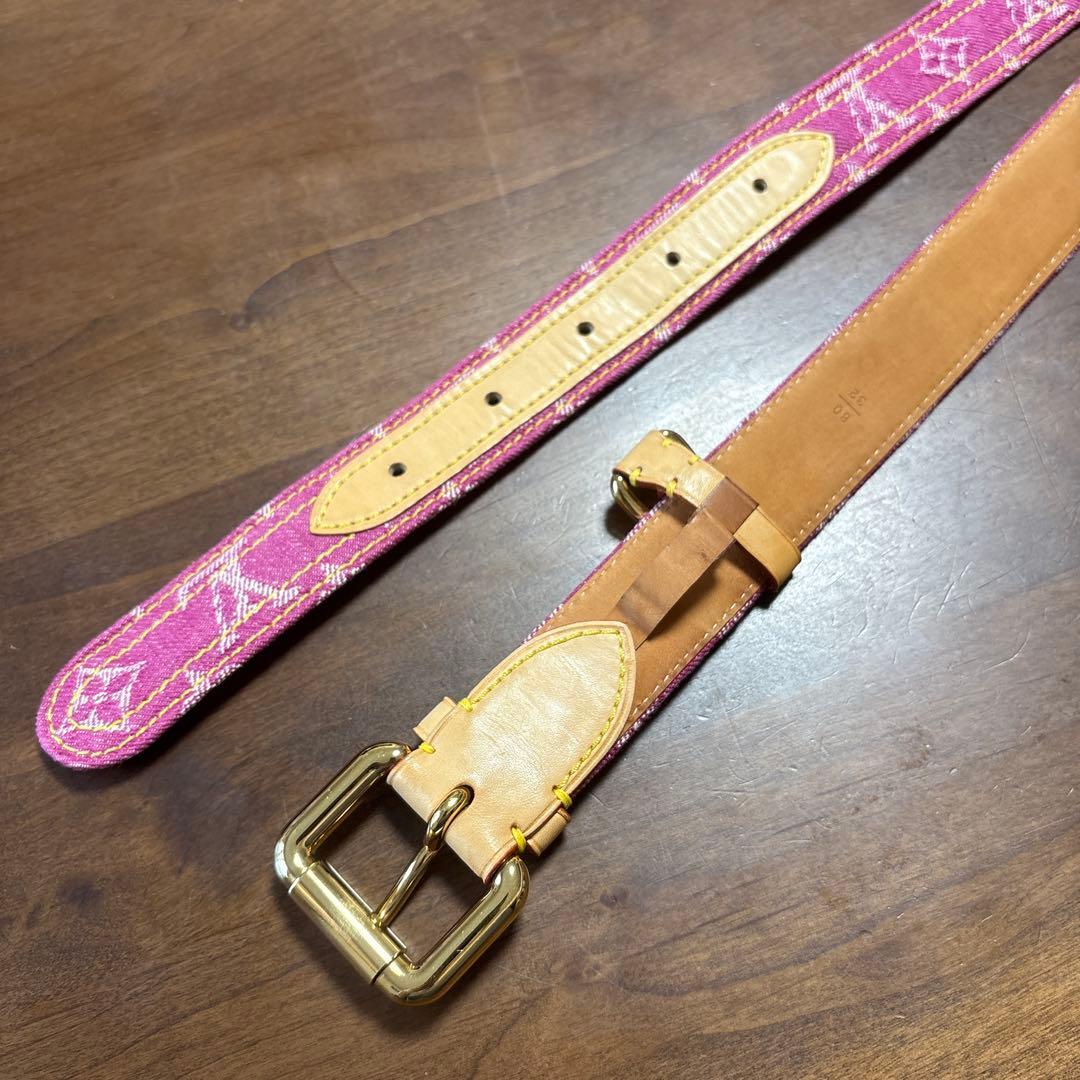 LOUIS VUITTON ルイ ヴィトン モノグラム デニム ベルト ピンク