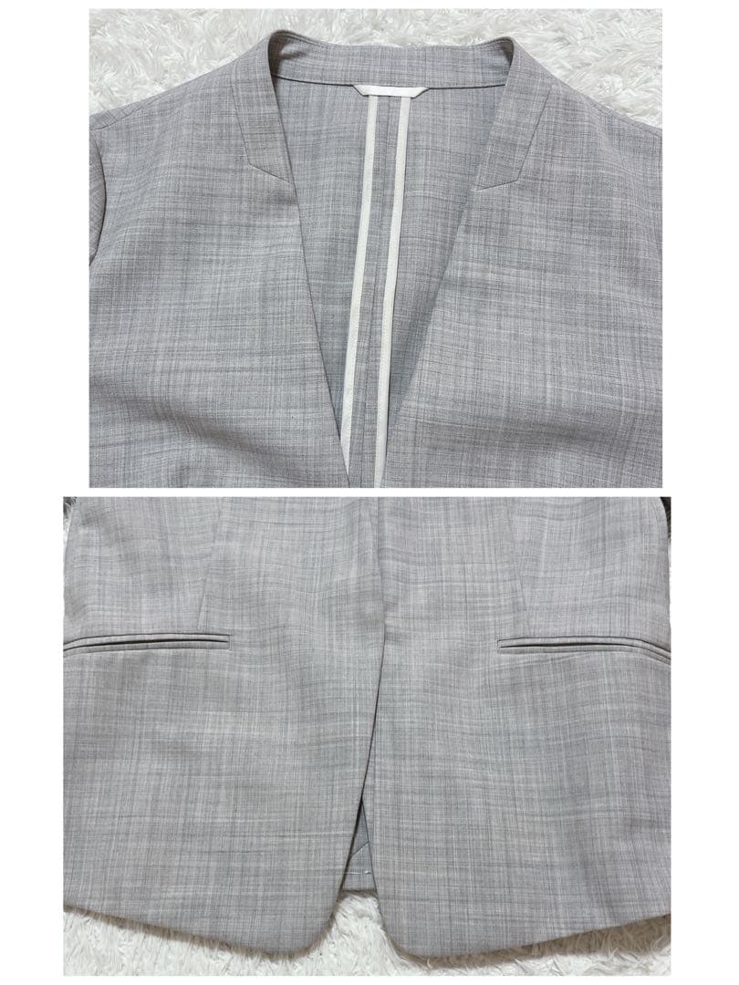 未使用✨グリーンレーベルリラクシング　スカートスーツセットアップ　洗える グレー