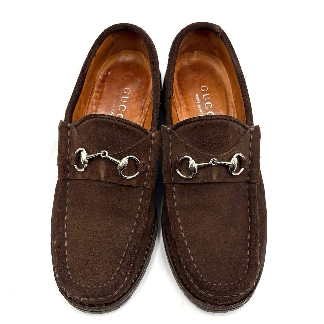 【超美品】GUCCI　23.0cm相当　ローファー　スエード　スエード　ブラウン