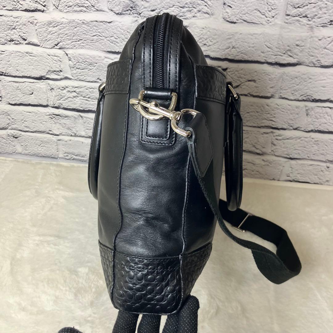 コーチ✨オールレザー 本革 エンボス A4 2way ビジネスバッグ 黒