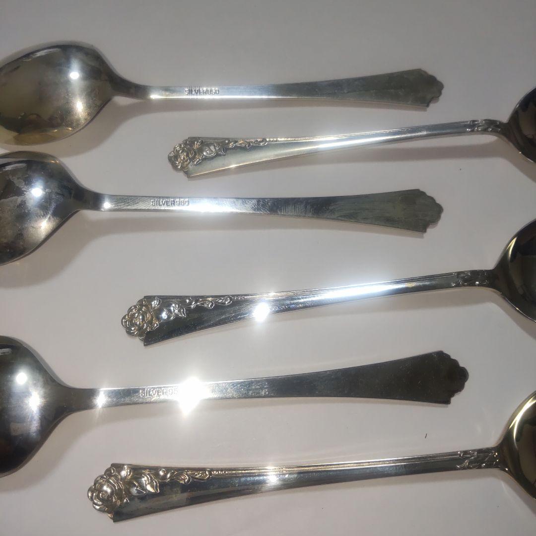 シルバー950装飾スプーン 6本セット