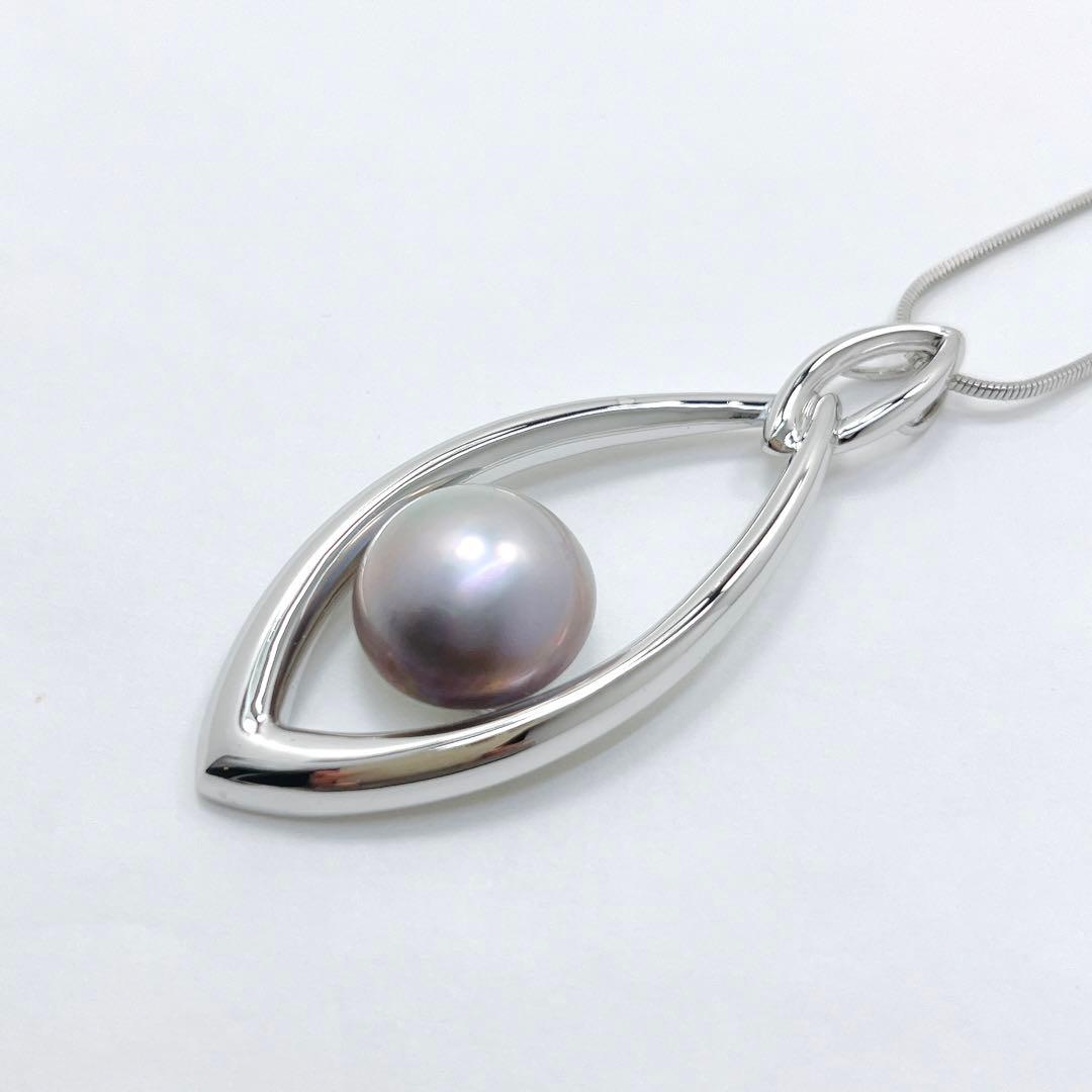 田崎真珠　TASAKI マベパール　ブルー　グレー　ネックレス　ペンダント