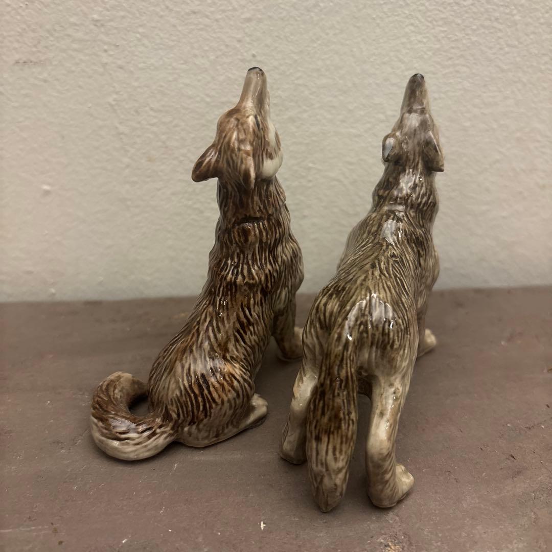 オオカミ　フィギュリン　ペア　レア