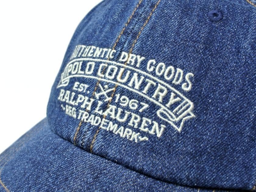 新品【ポロ カントリー】90年代復刻・刺繍デニムベースボールキャップ・本藍染め