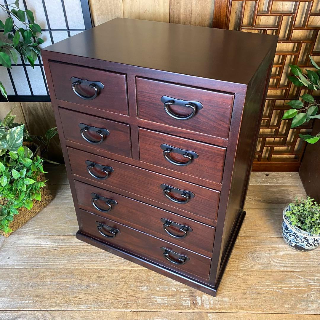 訳あり品！【129】民芸家具桐材多引き出しチェストタンスD48㎝×65㎝完成品