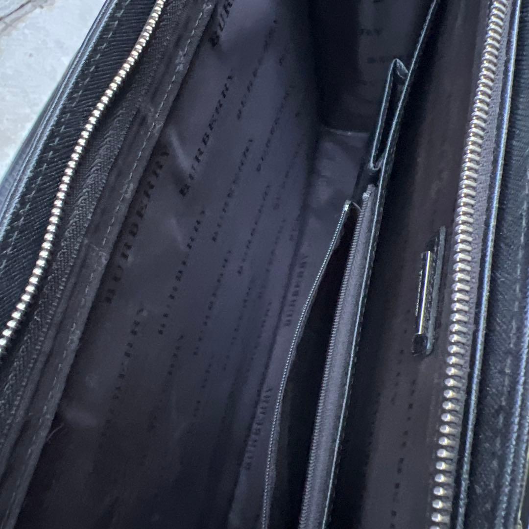 BURBERRY ビジネスバッグ レザー 黒 台形 A4可