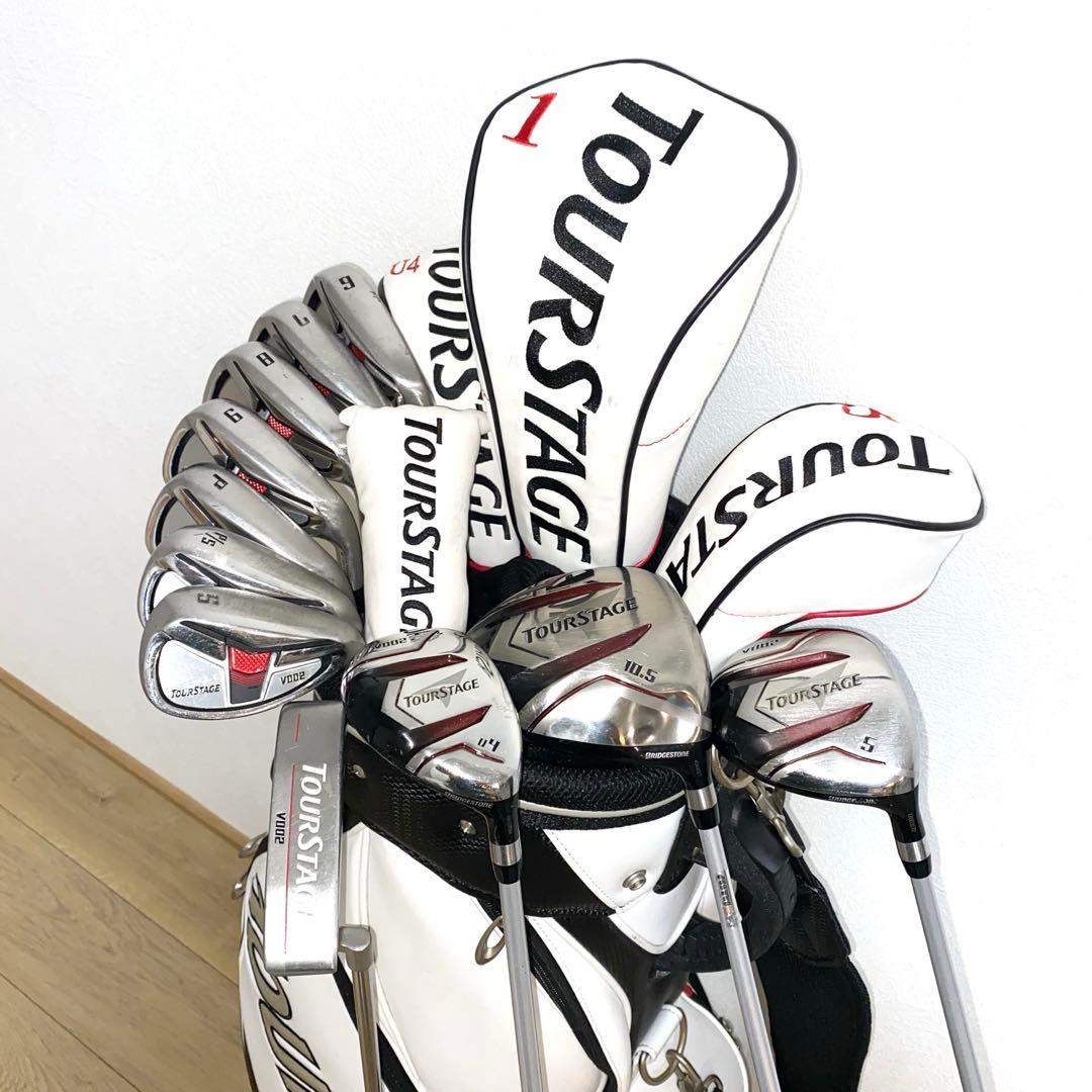 お得☆TOURSTAGEゴルフクラブ フルセット☆メンズ初心者キャディバッグ付S