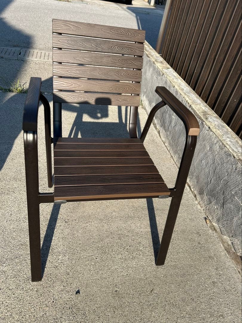 ★10脚セット売り★ダークブラウン アーム付きガーデニングチェア