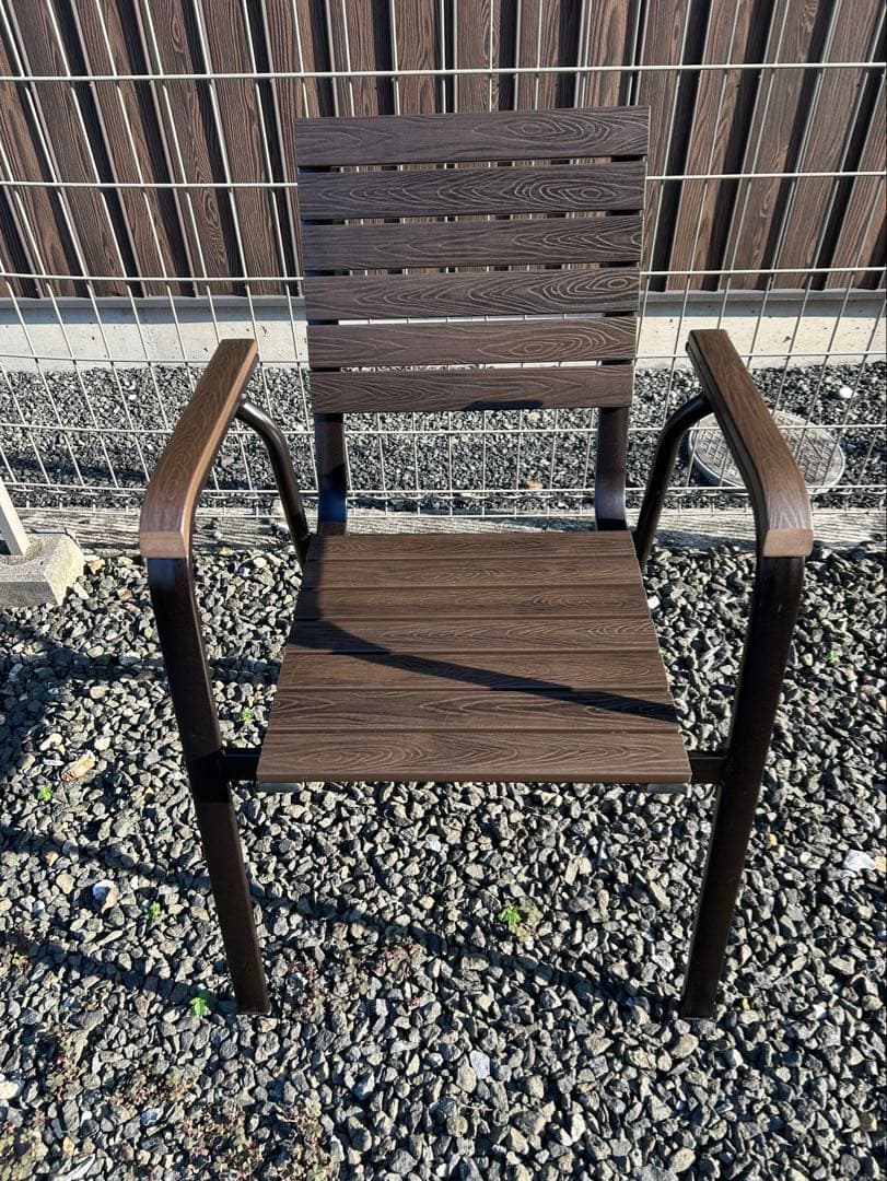 ★10脚セット売り★ダークブラウン アーム付きガーデニングチェア