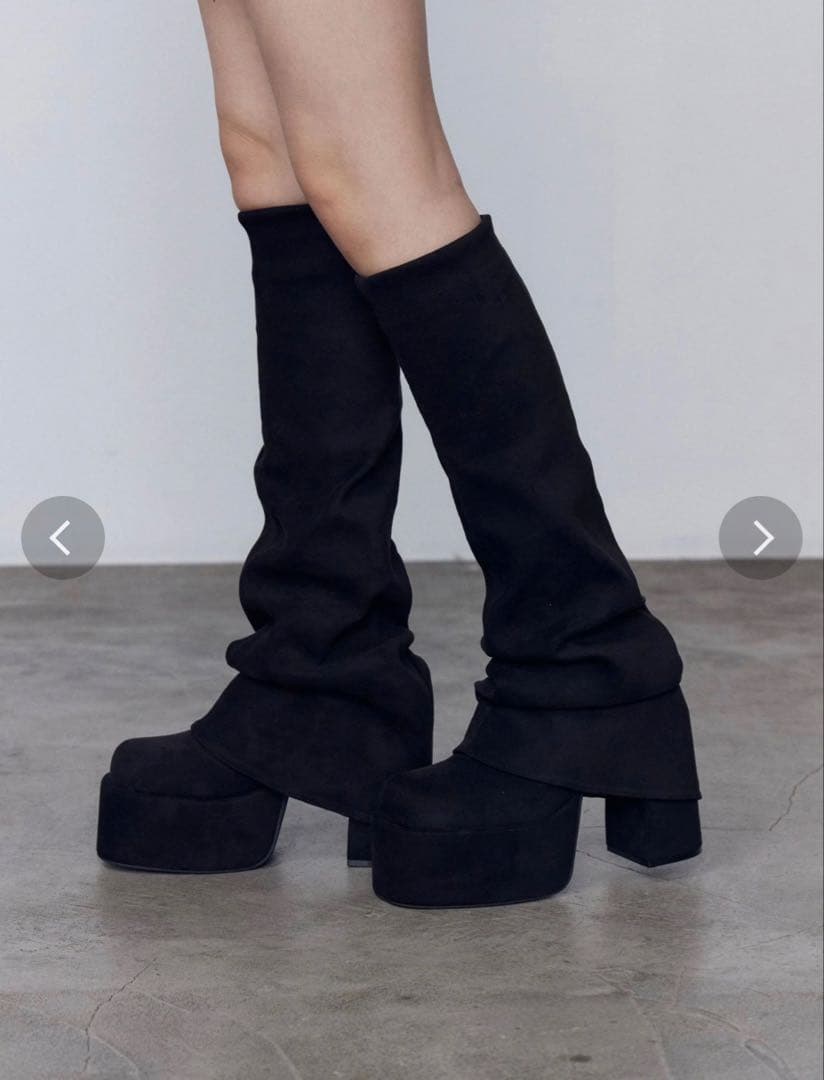 ルーズフレアカバーフィットブーツ emoda ブラック Lサイズ